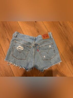 Levi's Light Wash Distressed Denim Cutoff Shorts